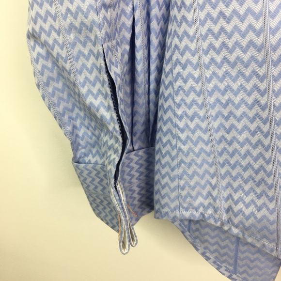 Robert Graham Shirt Blue White Chevron French Cuff Size Extra Large - Picture 4 of 10